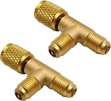 2PCS Quick Coupler Access Tee, 1/4'' Brass Valves Core Tee Adapter with Swivel C