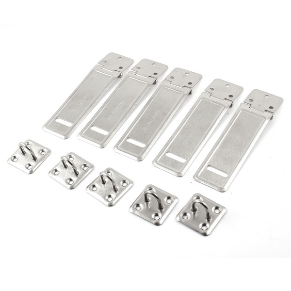 5 Set Metall Sicherheit Haspe Und Klammer Tor TüR Schuppen Schloß 4.6 LäNge-image