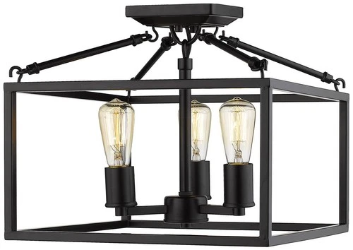 Golden Lighting Wesson 14" Matte Black Square 3-Light Ceiling Light - Picture 3 of 8