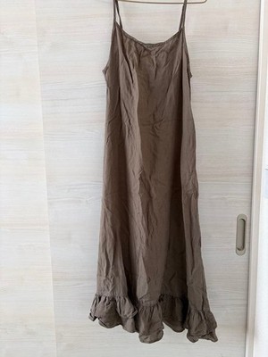 ICHI Antiquites Linen Camisole Brown Khaki Dress Women's Free Size Pre-Owned