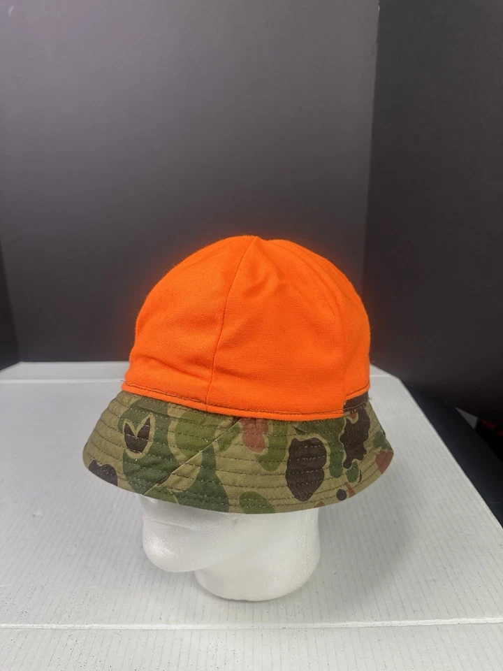 Vintage DUXBAK 70s Jones Cap L Green Camouflage Camo Canvas Bucket Hat READ - Image 4 of 4