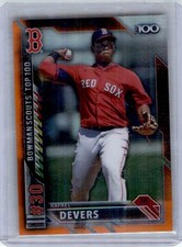 Rafael Devers 2016 Bowman Scout's Top 100 Prospects Orange Chrome #BTP-30 5/25