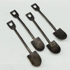 Lot of 4 Vintage Sterling Silver Shovel Spade Salt Condiment Spoons 2.5" - 9.8g