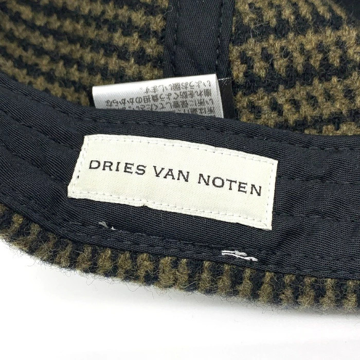 Dries Van Notes Houndstooth Wool Cap Hat Brown   … - image 6