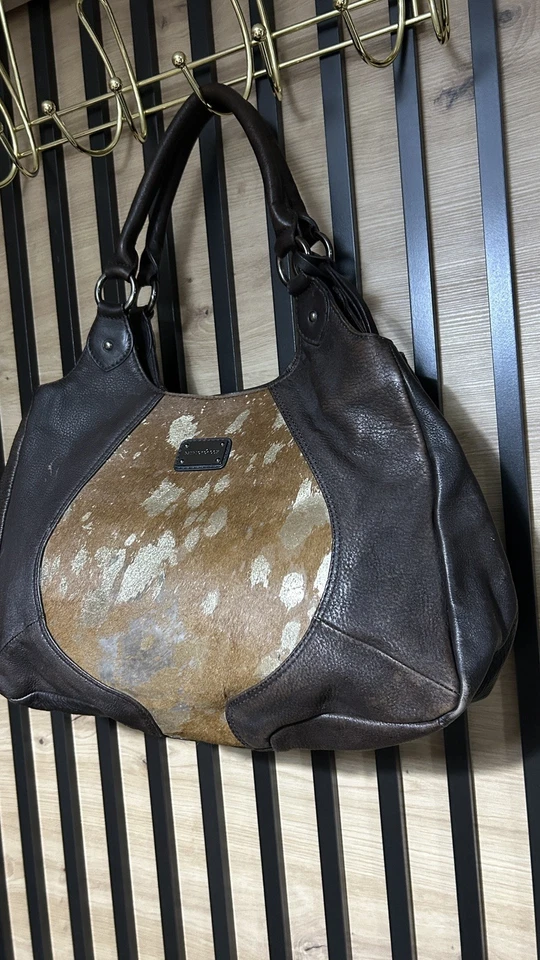 PATRICK COX Vintage Cow Hide fur Leather Large Designer Shoulder Hand Bag Tote - Image 3 of 4
