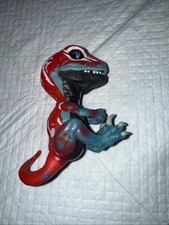 Fingerlings MUTANT Red  Blue Raptor Dinosaur from WowWee Moves Head And Speaks