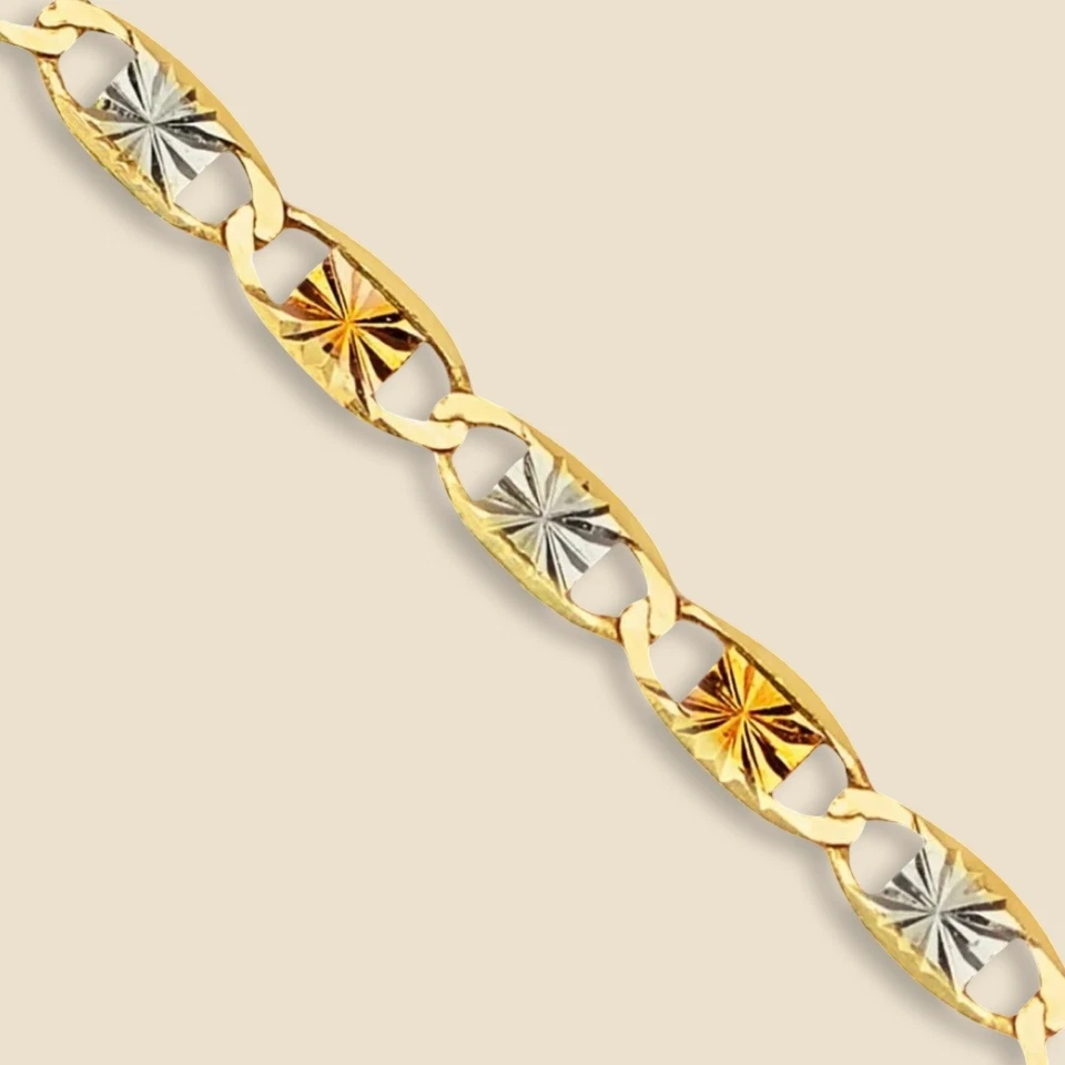 Collar de cadena Valentino de oro tricolor 14K 1,5 mm | Oro sólido real | 16-24 pulgadas Foto 4 de 4