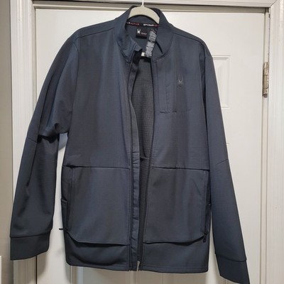 Spyder Active Full Zip Jacket Mens L Charcoal Gray ProW=B Logo Needs zipper