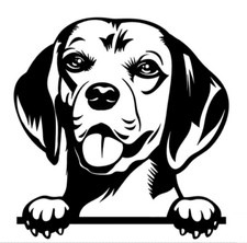 Smiling Beagle Dog 5" Black Vinyl Graphic Decals Car Truck Windows Laptop