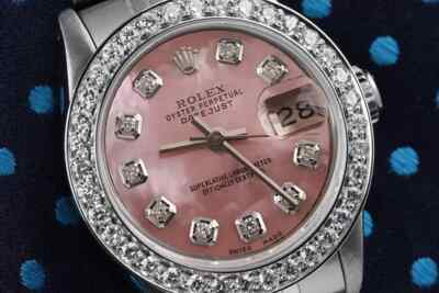 26 mm Rolex Datejust Pink Mother Of Pearl Diamond Accent Dial & Diamond Bezel