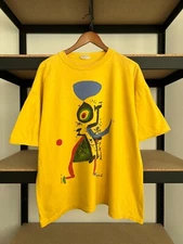 Vintage 1998 Joan Miro Suc Miro Art Yellow T-shirt Sz XL