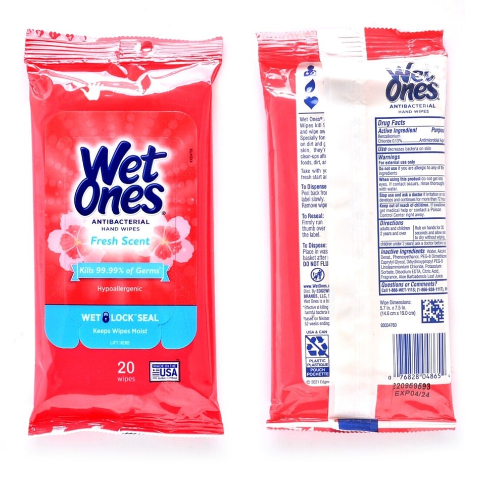 ⚡ Wet Ones Antibacterial Alcohol Hand Wipes 12 Pack (240 Wipes) Expire 10/24 eBay