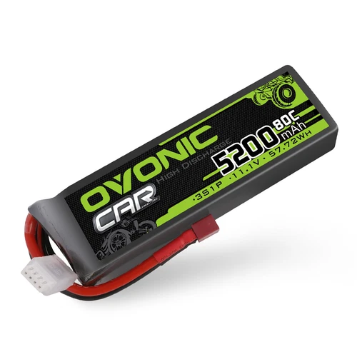 Ovonic 11.1V 80C 3S 5200mAh Lipo Battery T for 1/10 RC car truck buggy boat