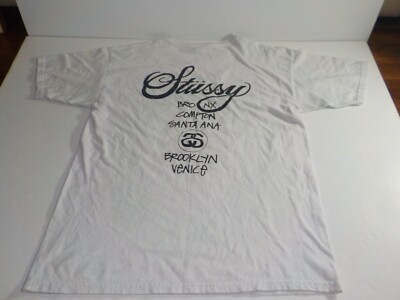 Stussy World Tour Tee Mens Large White Short Sleeve Y2K (0661) | eBay