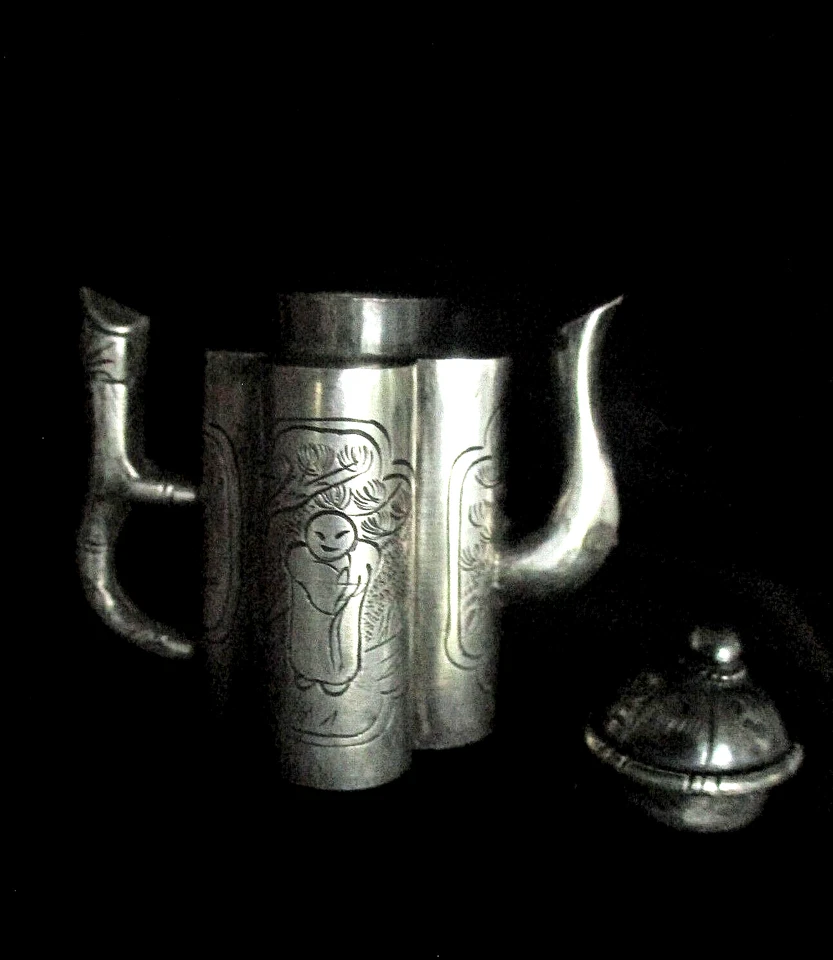 ANTIGUA TETERA CHINA MINIATURA EDUARDIANA PLATA CA. 1900 - CHINA Foto 2 de 4