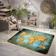 3D Gold Pattern 019RAIG World Map Non Slip Rug Mat Elegant Photo Carpet Honey