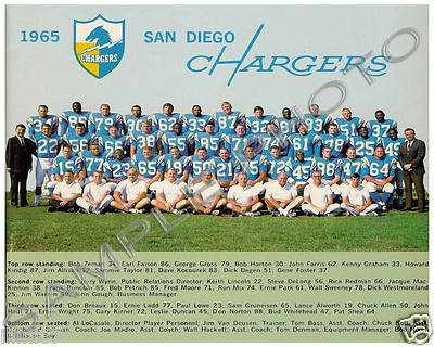 1965 SAN DIEGO CHARGERS AFL 8X10 TEAM PHOTO JOHN HADL ALWORTH SPEEDY DUNCAN