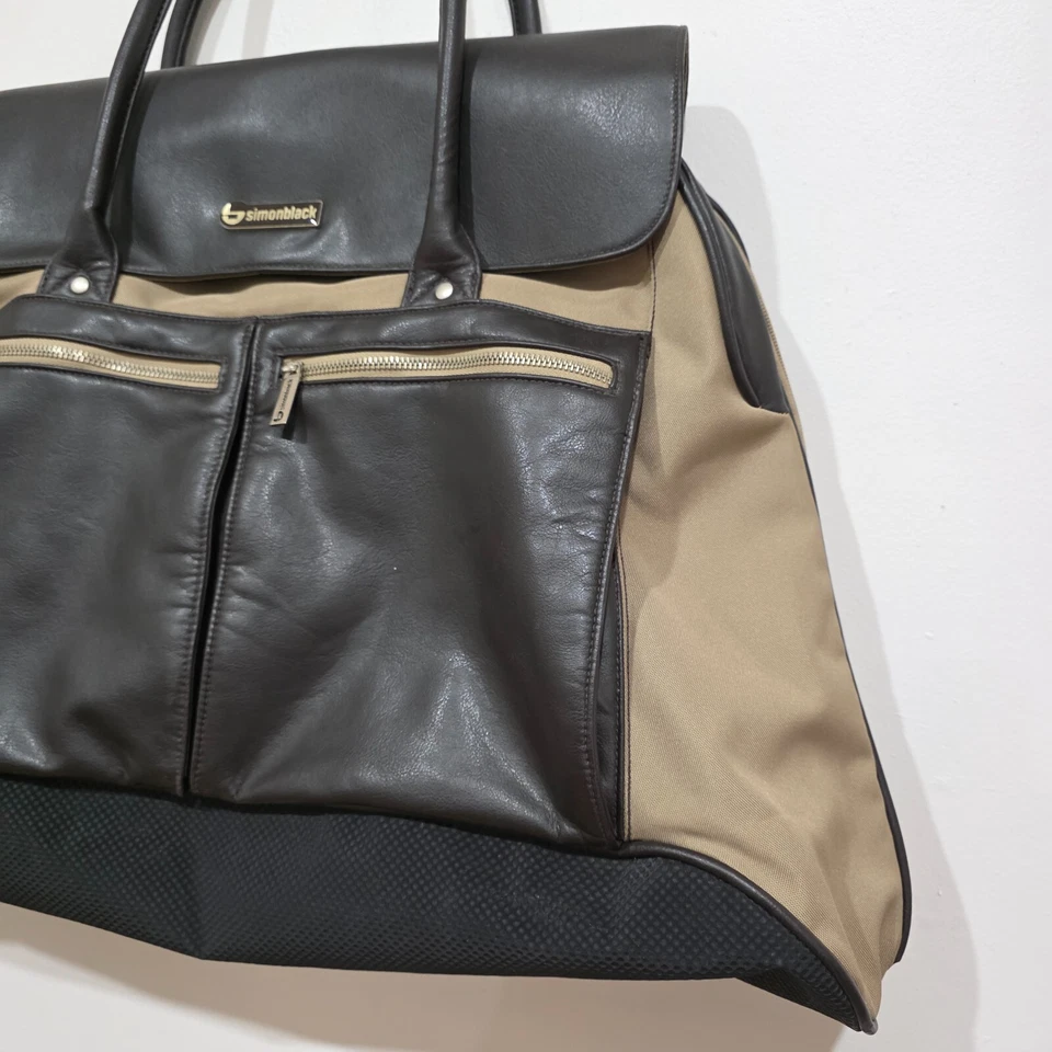 Simon Black Travel Duffle Tote Bag Vegan Faux Leather Vintage - image 4 of 4