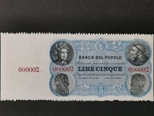 354) 5 Lire Banca del Popolo 1871 Firenze  ( Copia-Ripro.)