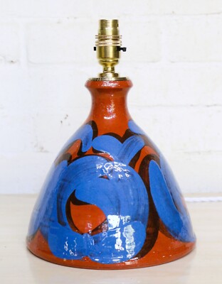Tischlampe Studiokeramik selten Vintage Copsall Rye Keramik Lampe abstrakt blau