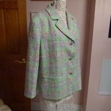 Lknw Linea By Louis Dell'olio Purple Green Pink Tweed Blazer 1x (o5
