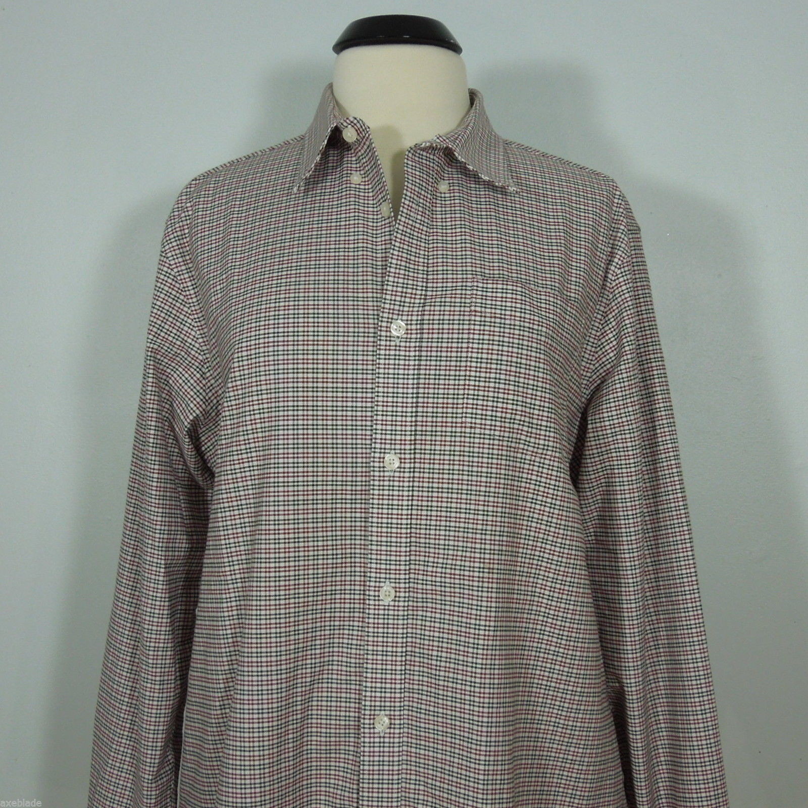 EDDIE BAUER Mens L LARGE Plaid Button Front Shirt Wrinkle Resistant Relaxed Fit image 2
