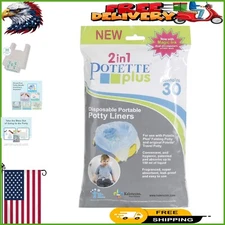 Potette Plus Disposable Potty Seat Liners - 30 Count, Leakproof Travel Solution