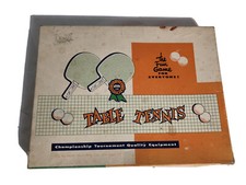 Vintage Table Tennis Set. Metal Moss MFG Co. Chicago four player RL400 Ping Pong