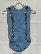 Vintage 60s Blue Sequin Majorette Leotard Batton Twirler Costume Uniform Pagent