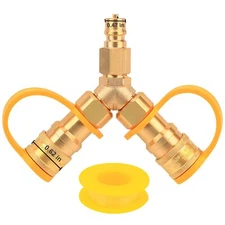 3/8" Y-Splitter Separator Natural Gas Quick Connect/Disconnect Adapter for RV...