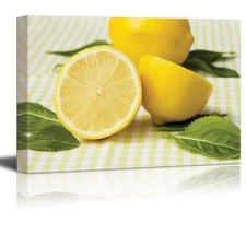 Still Life Fresh Natural Yellow Lemon - Canvas Art Wall Home Decor - 16" x 24"