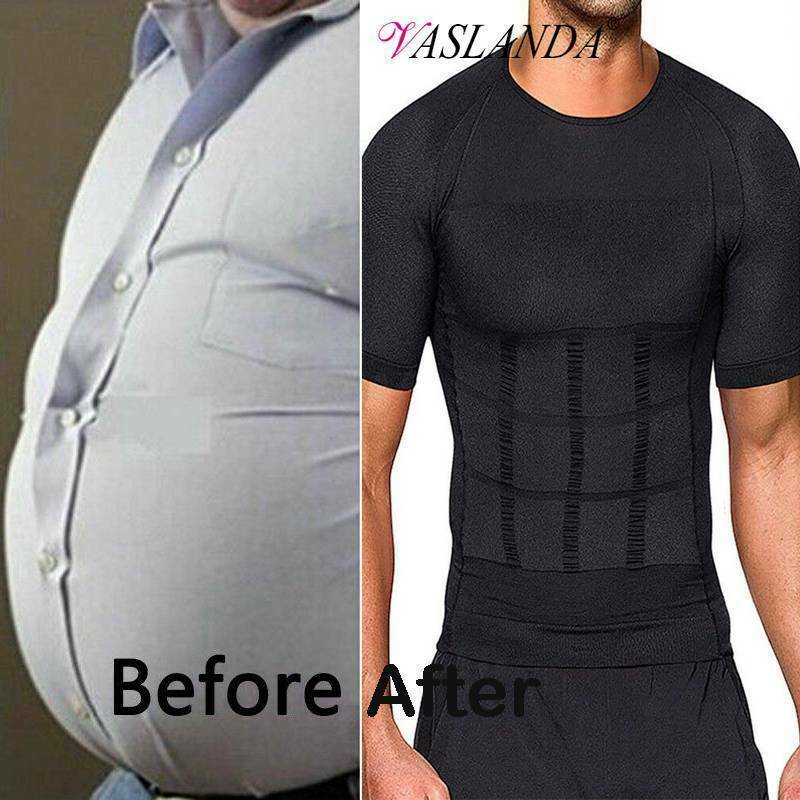 Mens Compression Shirt Slimming Body Shaper Vest Abs Abdomen Workout Tank Tops
