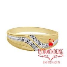 New Men's .13 ctw Genuine Real Natural Diamond 10k Yellow Gold Wedding Ring Band