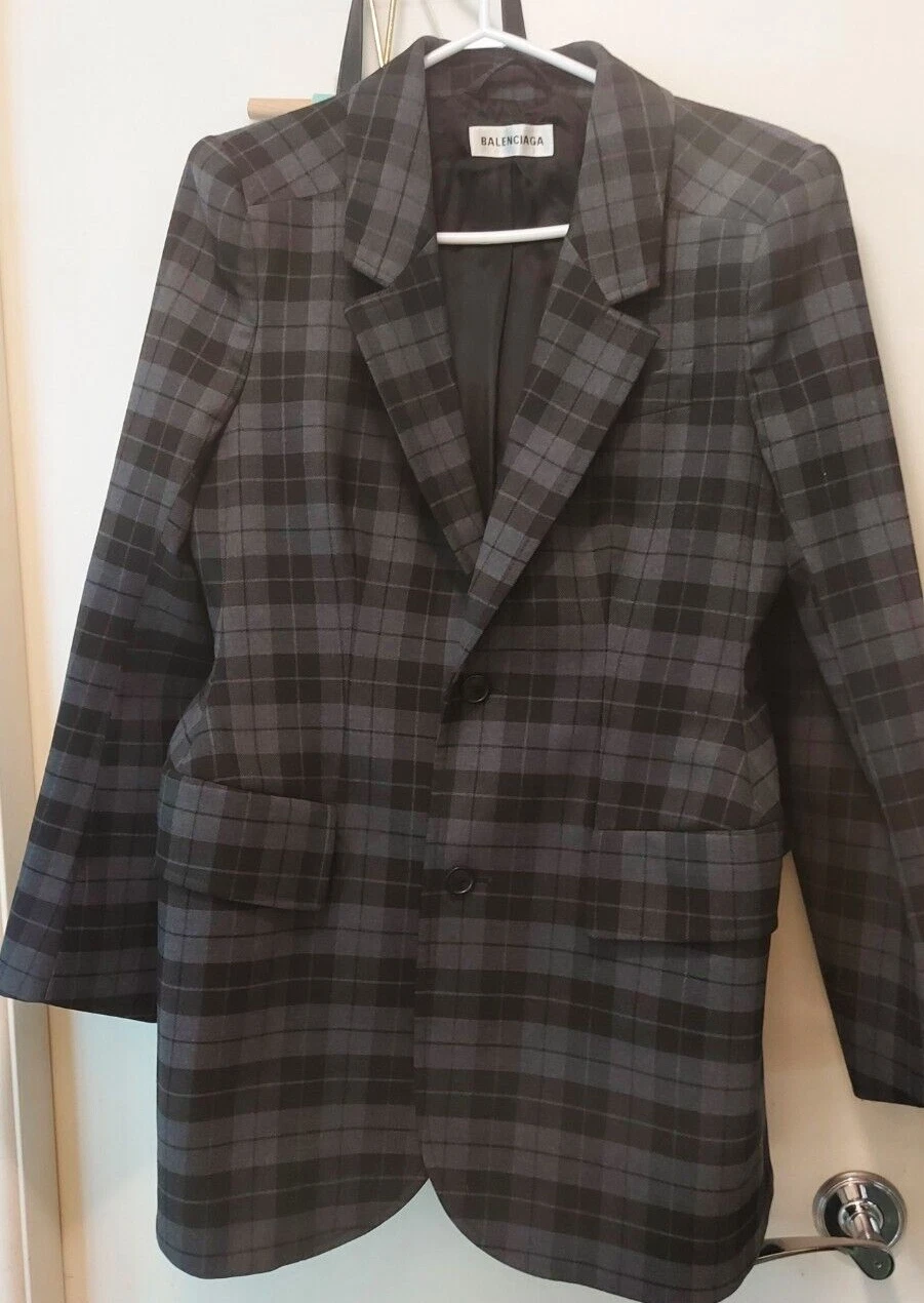 Giacca blazer doppio petto BALENCIAGA clessidra Gingham Check taglia 40