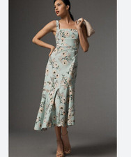 New Anthropologie  Ariana Square Neck Asymmetrical Midi Dress XL