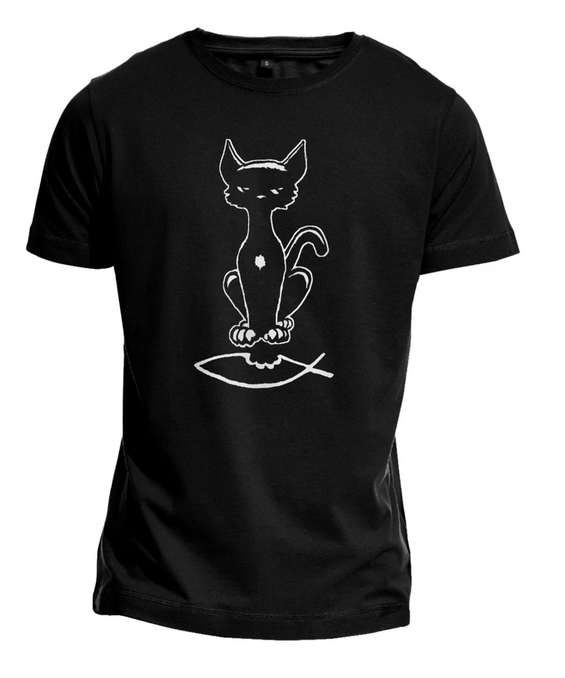 T-Shirt "ANTICHRIST CAT" Fun Humor Scherz Gag Metal Gothic Punk Katze NEU fair - Bild 1 von 2
