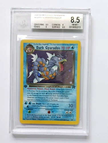 2000 Pokémon Team Rocket's 1st Edition Rare Holo Dark Gyarados BGS 8.5 NM Mint