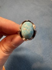 Vintage sterling silver ring with faux turquoise cabochon stone Size 6.25  