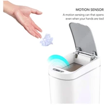Automatic Bathroom Trash Can, 2 Gallon Plastic Motion Sensor Garbage Bin with So
