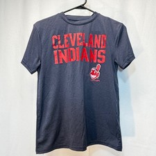 Cleveland Indians MLB T-Shirt Kids Size L 10/12 Navy Blue Chief Wahoo Graphic