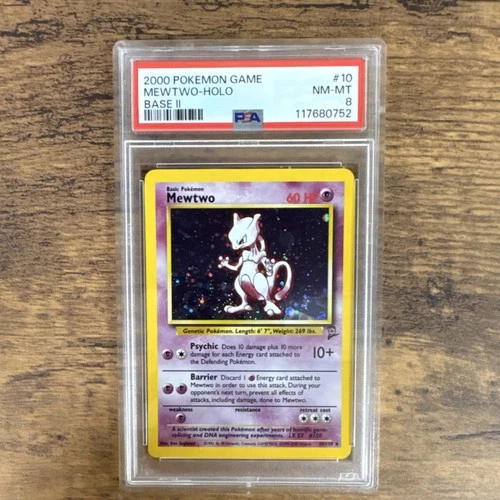 Pokémon Mewtwo Base Set 2 Holo Rare #10 010/130 PSA 8 Ken Sugimori