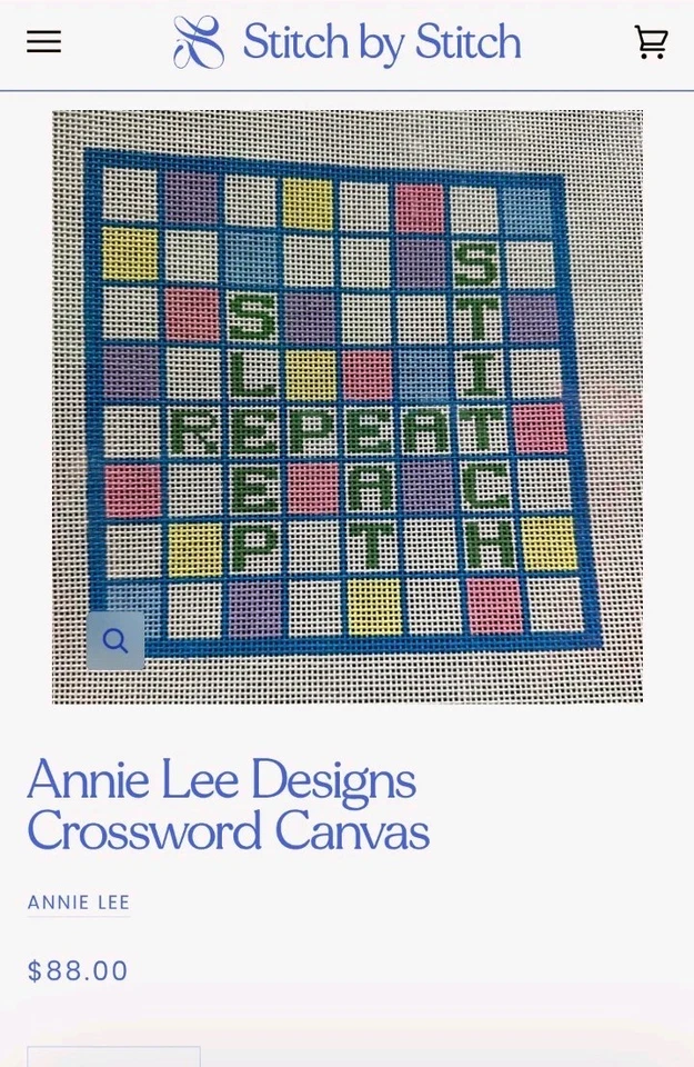 Annie Lee Designs Crossword Stitchery Needlepoint Canvas Eat Stitch Sleep Repeat - Image 3 of 4