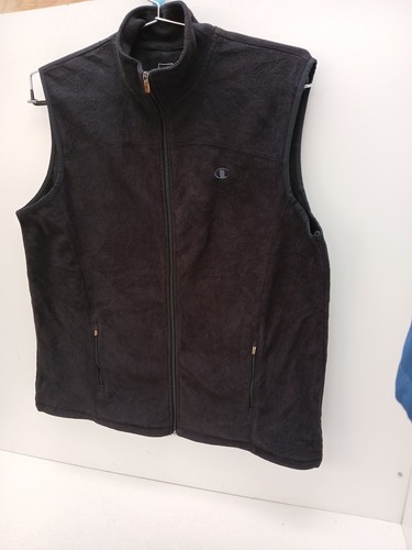 Champion Black 2XL Full Zip Fleece Gilet Zip Pockets Logo front and Back P2P 28" - Picture 4 of 21