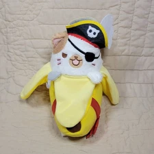 Bananya Pirate Plush Banana Kitty Cat Hook Skull Peel 9" Stuffie Plushie Toy