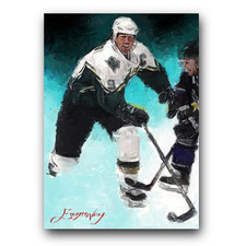 Mike Modano #4 Art Card Limited 16/50 Edward Vela Signed (Dallas Stars)