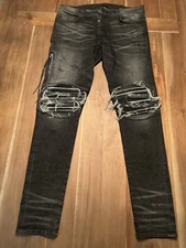 Amiri Size 36 Dark Gray Men Gray Patch Denim Pants