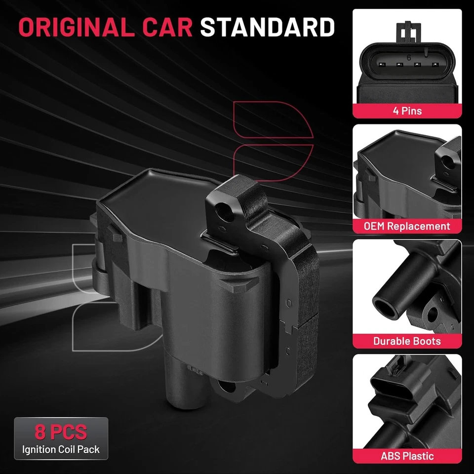 8 Ignition Bobinas Pack UF192 D580 For 2001-2002 GMC Yukon XL 2500 8.1L V8 Foto 2 de 4