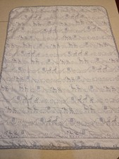 Cloud Island Cotton Baby Blanket Grey Animals Stripes Reversible Quilted