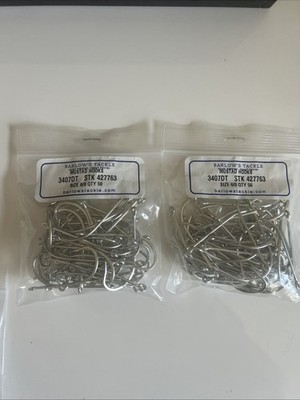 100 Mustad 3407DT Size 6/0 Saltwater Big Game Duratin J Hooks 3407DT-60 2 PK