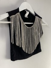 Zara Black Silver Sequin Diamanté Top Extra Small Women’s